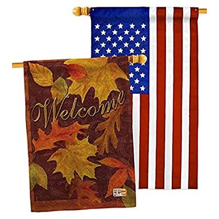 Breeze Decor Fall Leaves House Flag Pack Harvest & Autumn Scarecrow Pumkins＿並行輸入品
