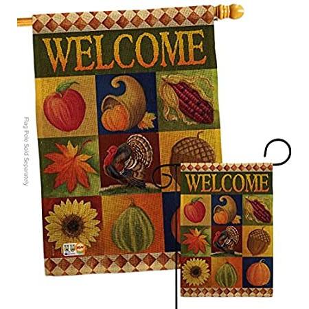 Breeze　Decor　Autumn　House　Flag　＿並行輸入品　Collage　Garden　Fall　Scarecrow　Harvest　Set