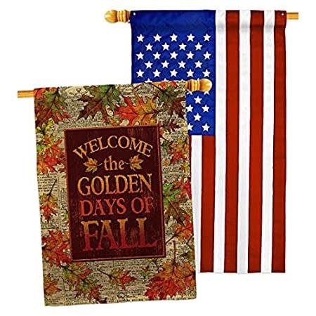 Breeze Decor Golden Fall Burlap House Flag Pack Harvest & Autumn Scarecrow ＿並行輸入品