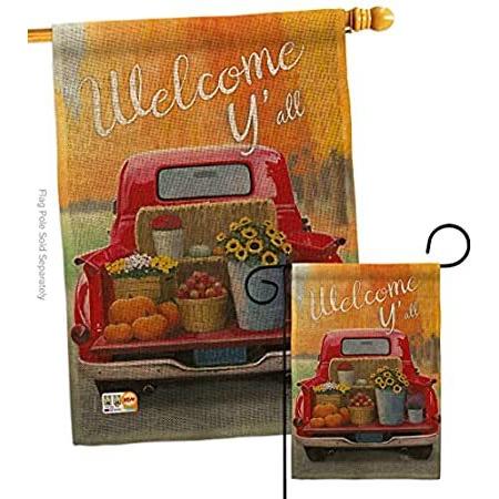 Breeze Decor Welcome Harvest Truck Garden House Flag Set Fall & Autumn Scar＿並行輸入品