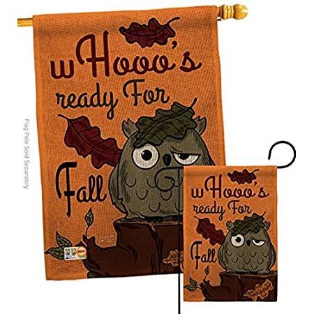Whooo's Ready For Fall Garden House Flag - Set Harvest & Autumn Scarecrow P＿並行輸入品