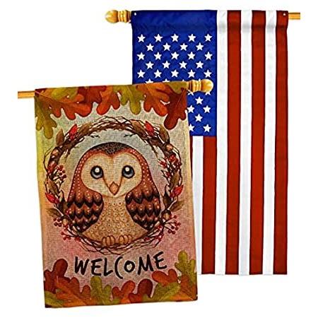Ornament Collection Autumn Owl Burlap House Flag Pack Fall Harvest  Scarec＿並行輸入品