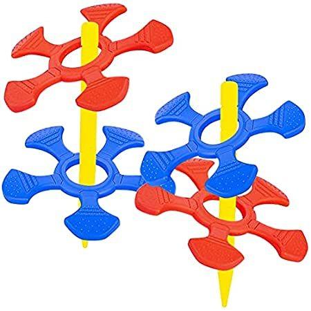 Gamie Ring Toss Game for Kids, Set Includes 2 Stakes and 4 Star Rings, Clas＿並行輸入品