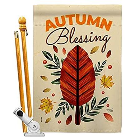 Angeleno Heritage Blessing Autumn House Flag Set Fall Harvest & Scarecrow P＿並行輸入品