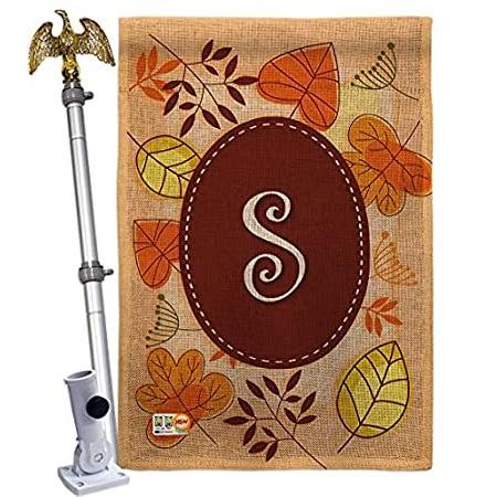 Breeze Decor Autumn S Initial House Flag Eagle Set Monogram Fall Harvest & ＿並行輸入品