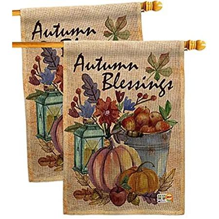 Breeze Decor Autumn Blessings House Flag 2 pcs Pack Fall Harvest & Scarecro＿並行輸入品