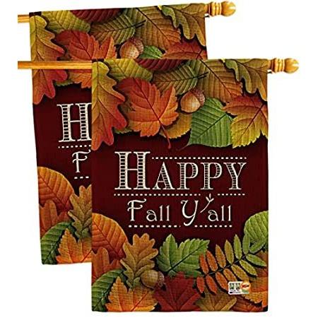 Breeze Decor Happy Fall Y All House Flag 2 pcs Pack Harvest & Autumn Scarec＿並行輸入品