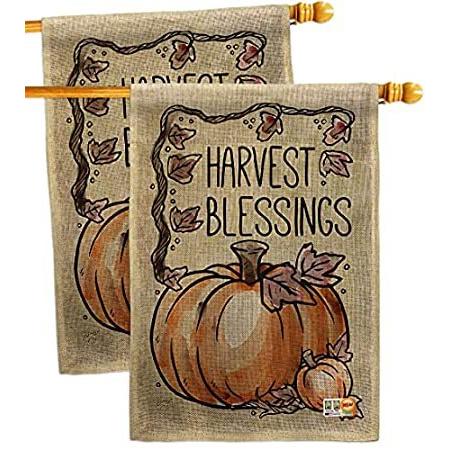 Breeze Decor Harvest Blessings House Flag 2 pcs Pack Fall & Autumn Scarecro＿並行輸入品
