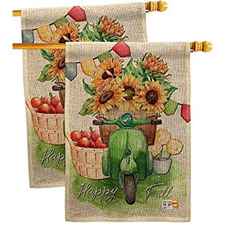 Angeleno Heritage Fall Burlap House Flag 2 pcs Pack Harvest & Autumn Scarec＿並行輸入品