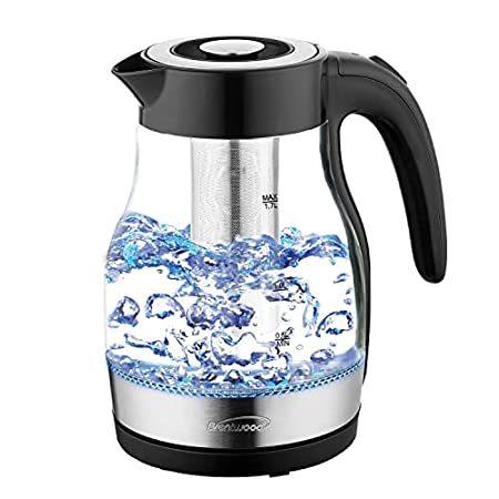 Brentwood KT-1962W 1.7 Liter Cordless Automatic Electric Glass Tea Kettle P＿並行輸入品