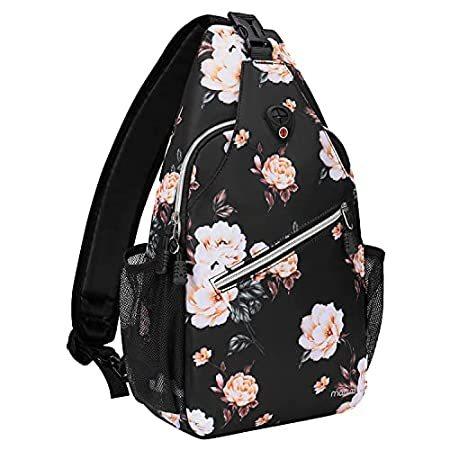 MOSISO Sling Backpack， Multipurpose Travel Hiking Daypack Camellia Rope Cro＿並行輸入品