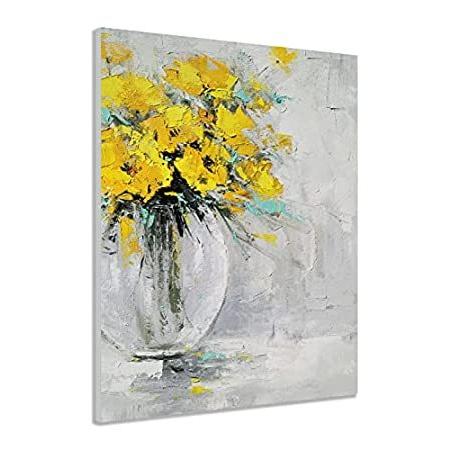 公式オンラインショップ Yhsky Arts 花瓶に入った黄色い花 ウォールアート 手描きの静物画 キャンバス油絵 モダンな植物の絵 リビングルーム 寝室 バスルーム好評販売中 純正新作 Miracleleaffl Com