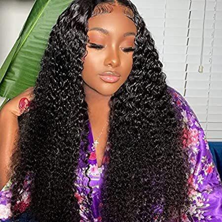 Iris Queen Human Hair Lace Front Wigs for Black Women Pre Plucked Curly Glu＿並行輸入品