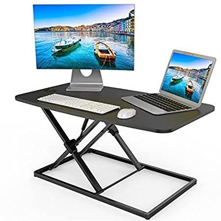 2022年春の Standing Desk Converter, 32 inch Stand Up Desk Riser Height Adjustable Sit ＿並行輸入品 ブックスタンド