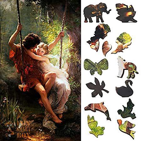 FoxSmartBox 木製ジグソーパズル 大人用 ユニークな形の木製ジグソーパズル アメリカ製 374ピース 春＿並行輸入品