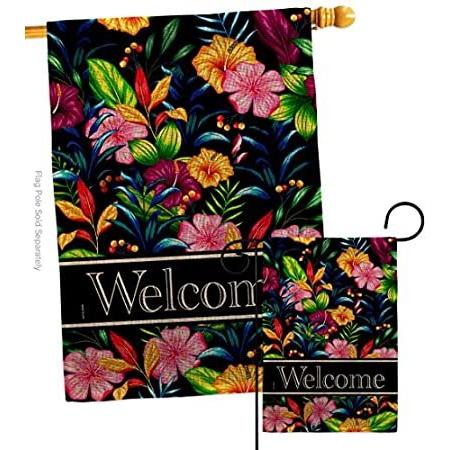 Breeze Decor Tropical Welcome Floral Garden House Flag-Set Sunflower Tulip ＿並行輸入品