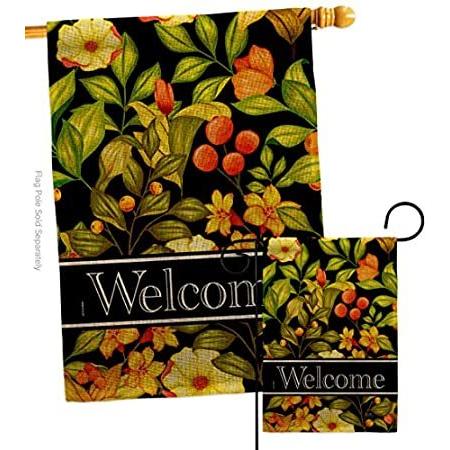 Breeze Decor Yellow Welcome Floral Garden House Flag Set Sunflower Tulip Ro＿並行輸入品