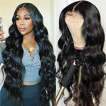 日本未入荷 Human Women Black for Wigs Front Lace Wave Body MsSunlight Hair Pl好評販売中 Pre 13x6 LEDガーデンライト