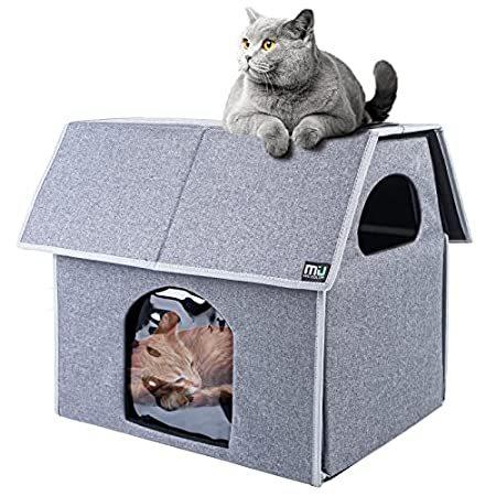 MIU COLOR Outdoor Cat House, Large Weatherproof Cat Houses for Outdoor Indo＿並行輸入品