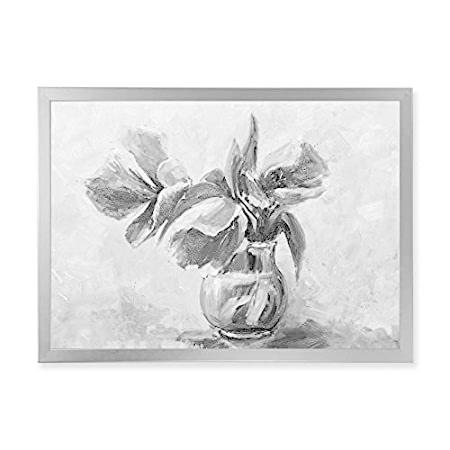 DesignQ モノクローム 静物 花瓶の中の花 伝統的フレームウォールアート＿並行輸入品