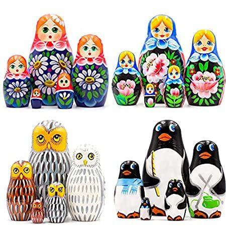 Russian Nesting Dolls Set of 20 pcs - Russian Doll with Chamomile Flowers -＿並行輸入品
