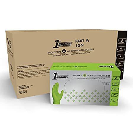 1st Choice Green Nitrile Disposable Gloves, Raised Diamond Texture, Case of＿並行輸入品