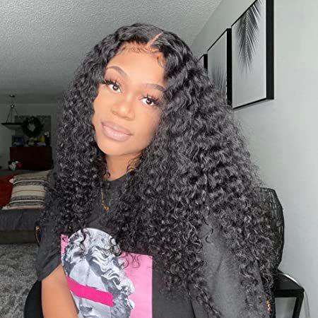 BLY Deep Wave Lace Front Wigs for Women 10A Human Hair Pre Plucked HD Trans＿並行輸入品
