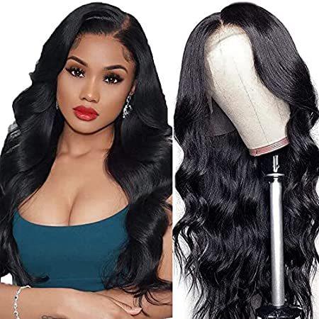 28　inch　Body　Front　Wigs　Hair　Lace　Transparent　Human　Wave　Plucked　13x4　w＿並行輸入品　Pre
