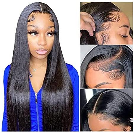 Straight Lace Front Wigs Human Hair 13x4 200% Density Pre Plucked with Baby＿並行輸入品