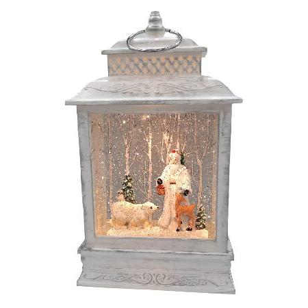 Gerson Lighted 10.5 Inch Christmas Water Lantern Snow Globe with Continuous Swirling Glitter- Santa with Friends＿並行輸入品