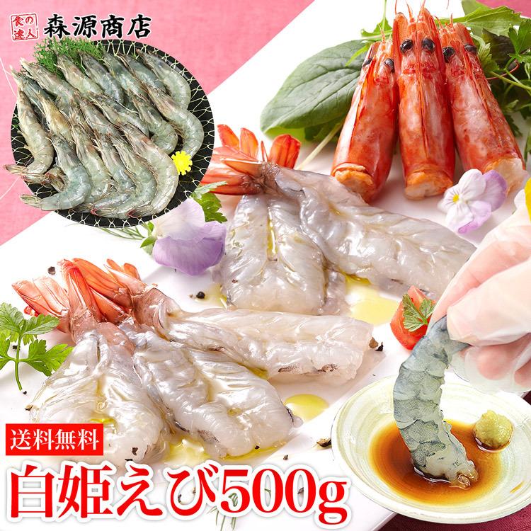 国産 生食用 白姫えび500g 冷凍便 送料無料 しらひめ 海老 刺身 生 エビ お取り寄せ ギフト 食品 備蓄 お中元 食の達人森源商店 通販 Paypayモール