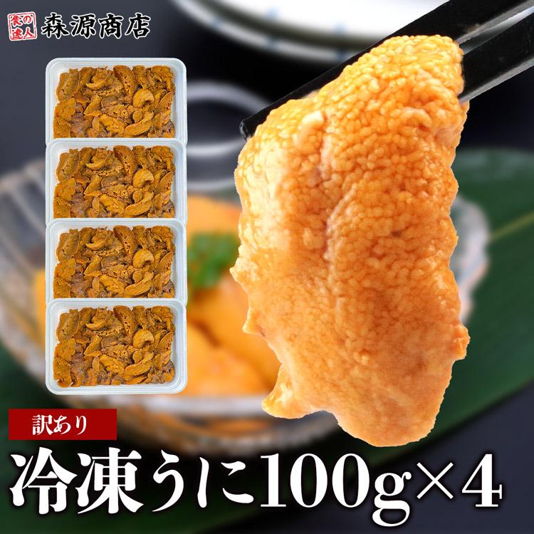 うに 訳あり 400g(100g×4パック) 不揃い 崩れ お刺身 ウニ うに 雲丹 冷凍 食品 海鮮 ギフト ポイント利用 爆買