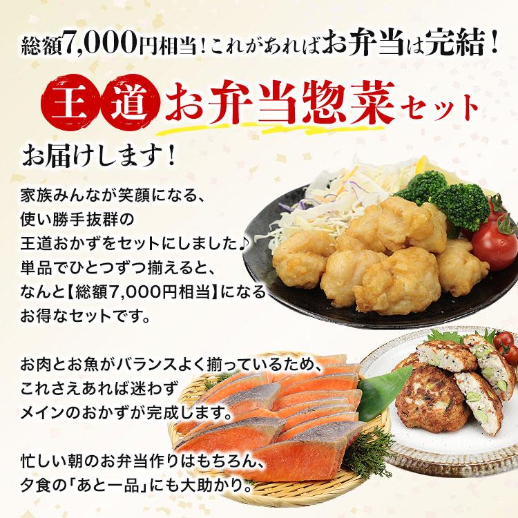 お惣菜 お弁当 王道セット 3種類 鮭 唐揚げ お魚 豆腐ハンバーグ さけ から揚げ からあげ 冷凍 合計2.6kg | 食の達人 | 02