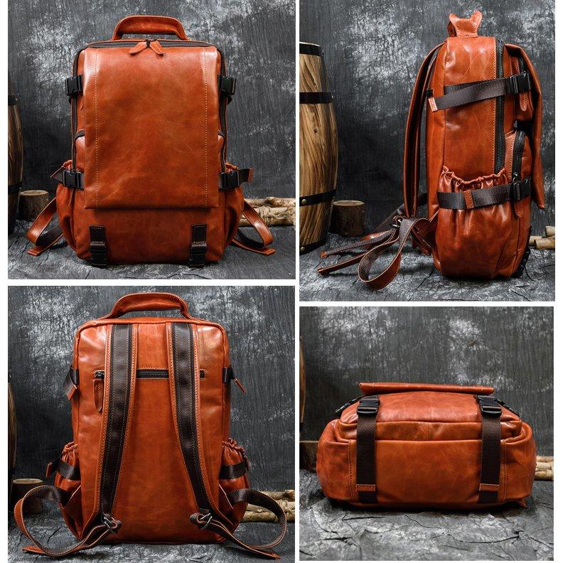 本革 リュックサック 男女兼用 オイルレザー 撥水 柔らかい 高級本革 リュック人気 メンズ バックパック 2色 アウトドア 通勤通学 林間 14インチ対応 |  | 14