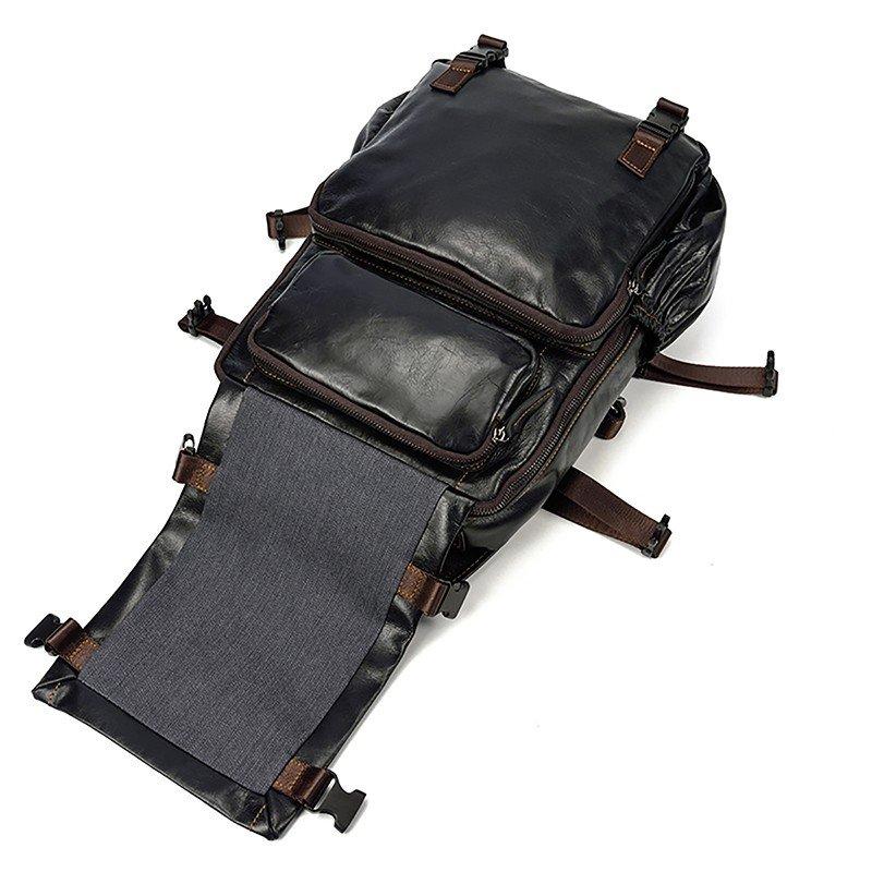 本革 リュックサック 男女兼用 オイルレザー 撥水 柔らかい 高級本革 リュック人気 メンズ バックパック 2色 アウトドア 通勤通学 林間 14インチ対応 |  | 06