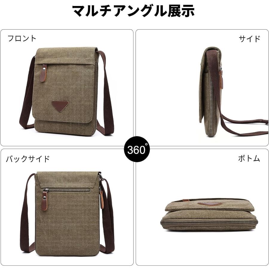 ショルダーバッグ メンズ 小さめ 帆布 おしゃれ レトロ 斜め掛けバッグ 男女兼用 人気 ワンショルダー 背面ポケット デイバッグ 旅行 カジュアル キャンバス |  | 04