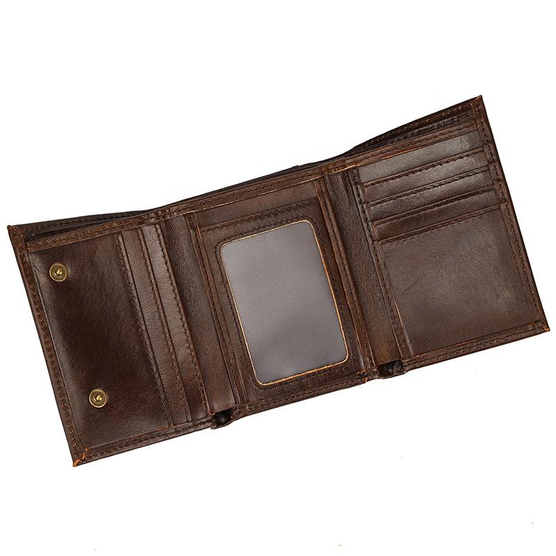 本革財布 メンズ レディース 高品質 チェーン付き三つ折り 大容量 カード収納 14cm×10cm×2cm ヴィンテージ風 カジュアル ブラウン ブラック ギフトに最適 |  | 09