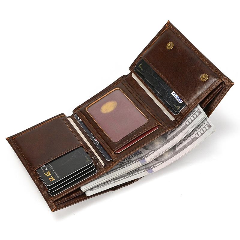 本革財布 メンズ レディース 高品質 チェーン付き三つ折り 大容量 カード収納 14cm×10cm×2cm ヴィンテージ風 カジュアル ブラウン ブラック ギフトに最適 |  | 08