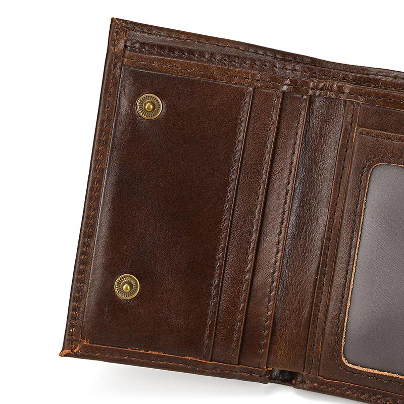 本革財布 メンズ レディース 高品質 チェーン付き三つ折り 大容量 カード収納 14cm×10cm×2cm ヴィンテージ風 カジュアル ブラウン ブラック ギフトに最適 |  | 13