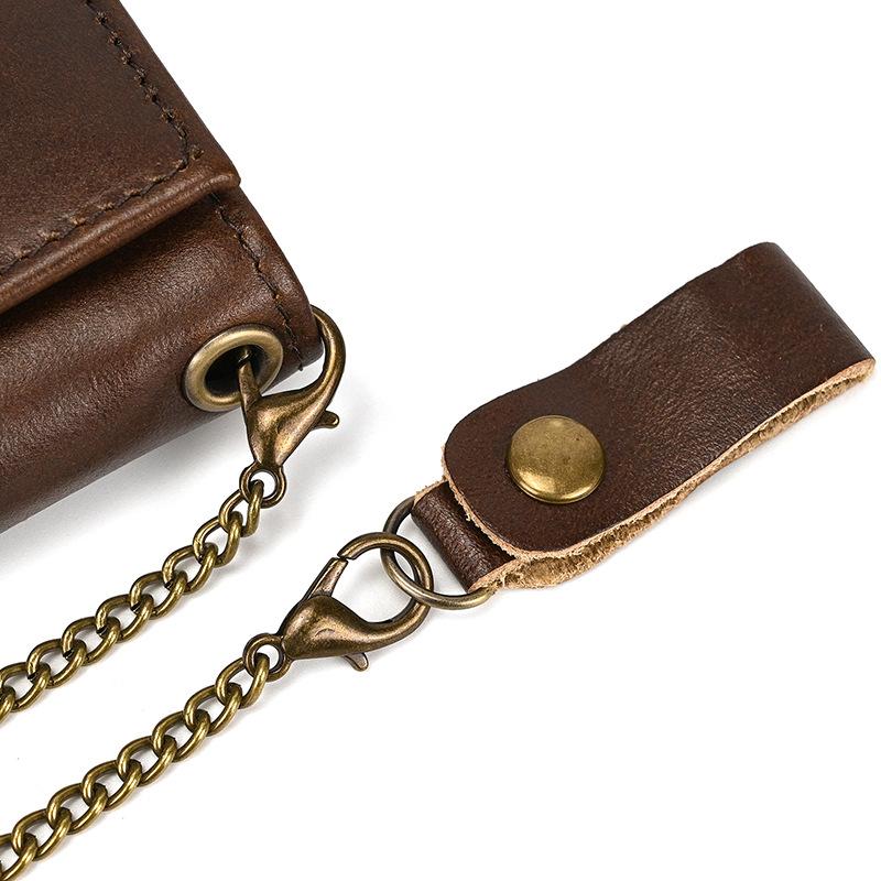 本革財布 メンズ レディース 高品質 チェーン付き三つ折り 大容量 カード収納 14cm×10cm×2cm ヴィンテージ風 カジュアル ブラウン ブラック ギフトに最適 |  | 18