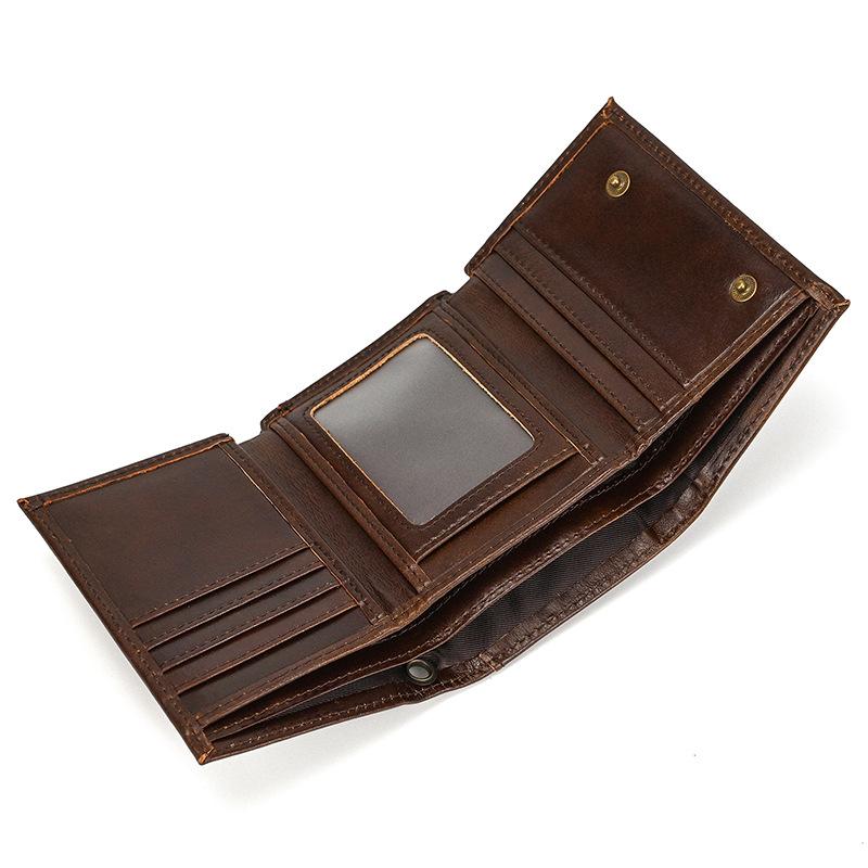 本革財布 メンズ レディース 高品質 チェーン付き三つ折り 大容量 カード収納 14cm×10cm×2cm ヴィンテージ風 カジュアル ブラウン ブラック ギフトに最適 |  | 11