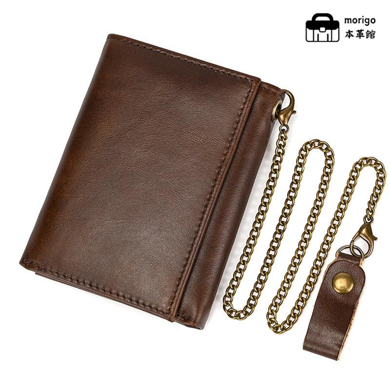 本革財布 メンズ レディース 高品質 チェーン付き三つ折り 大容量 カード収納 14cm×10cm×2cm ヴィンテージ風 カジュアル ブラウン ブラック ギフトに最適 |  | 04