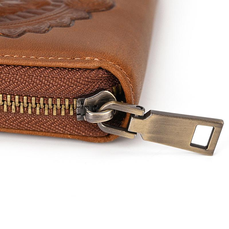 本革財布 カードケース メンズ レディース 大容量 カード収納 ヴィンテージ風 カジュアル ブラウン ダークブラウン プレゼントに最適  高品質エンボス加工象柄 |  | 08