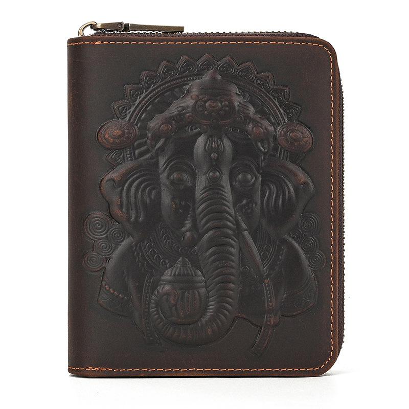 本革財布 カードケース メンズ レディース 大容量 カード収納 ヴィンテージ風 カジュアル ブラウン ダークブラウン プレゼントに最適  高品質エンボス加工象柄 |  | 10