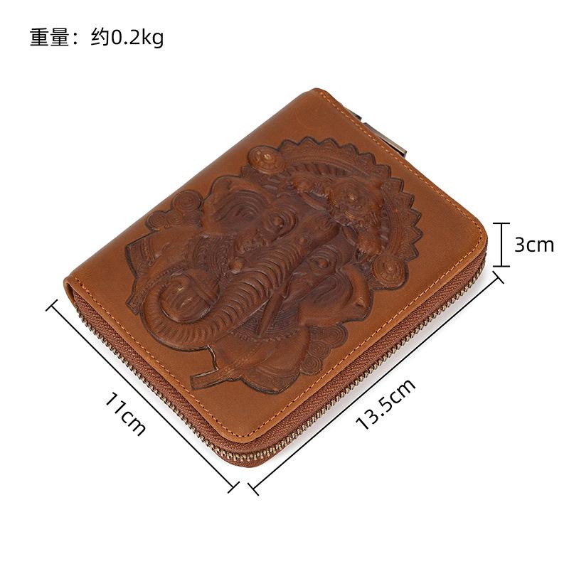 本革財布 カードケース メンズ レディース 大容量 カード収納 ヴィンテージ風 カジュアル ブラウン ダークブラウン プレゼントに最適  高品質エンボス加工象柄 |  | 01