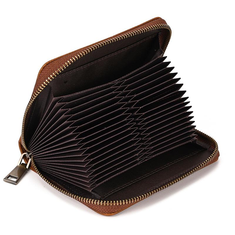 本革財布 カードケース メンズ レディース 大容量 カード収納 ヴィンテージ風 カジュアル ブラウン ダークブラウン プレゼントに最適  高品質エンボス加工象柄 |  | 07