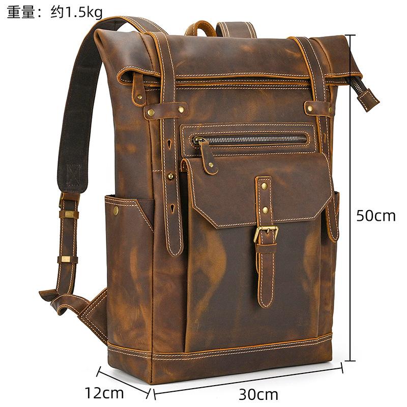 本革 リュックサック ロールトップバックパック 大容量 メンズ レディース 多機能 耐久性抜群 旅行 ビジネス アウトドア用 ヴィンテージ |  | 05