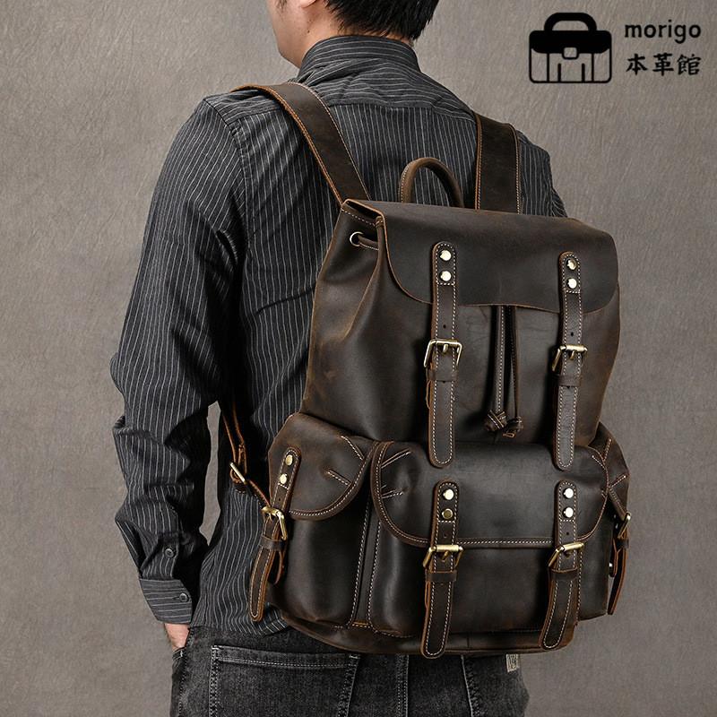 本革 リュックサック ヴィンテージレザーリュックサック 大容量 バックパック メンズ レディース ユニセックス 通勤通学 旅行用 |  | 02