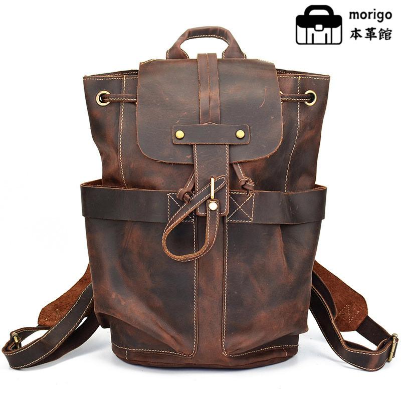 本革レザー製 アンティーク風 バックパック ビンテージ 大容量 防水 メンズ レディース ユニセックス 旅行通学用 | 