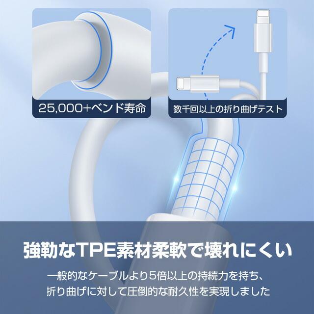 PDケーブル iPhoneケーブル 27W 急速充電 1m 1.5m 2m USB-C to Lightning Type-Cケーブル iPhone充電 高品質 Lightning iphone充電コード |  | 03
